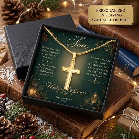 To My Son – Personalized Christmas Cross Necklace