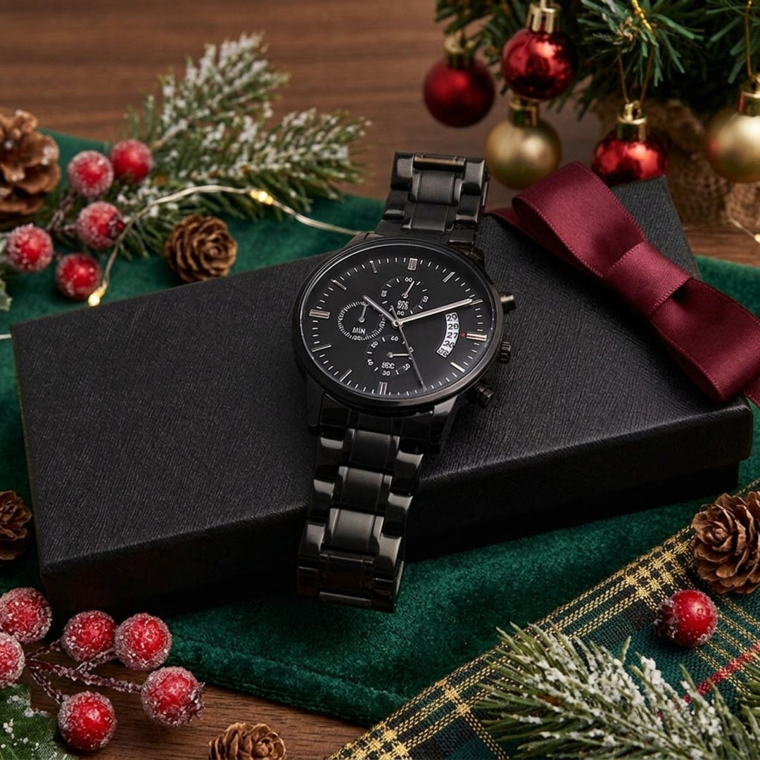 To My Dad – Personalized Christmas Engraved Black Watch