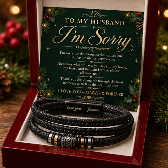 To My Husband I’m Sorry card with Love You Forever bracelet, a perfect sorry gift for husband for heartfelt apologies.