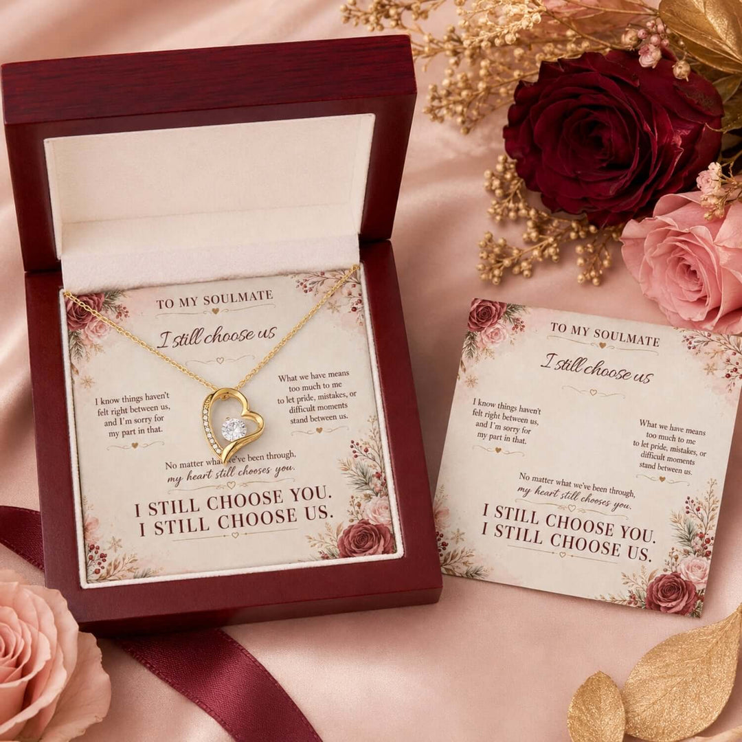 To My Soulmate necklace gift box showcasing the Forever Love Necklace, an apology gift for soulmate.