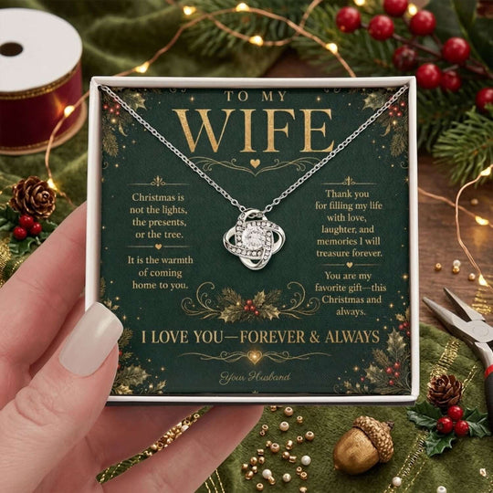 To My Wife Christmas Love Knot Necklace Gift From Husband