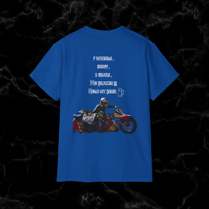 Sidecar Motorcycle Tee - 3 Wheels, 1000cc, 2 Gears | Unisex Sidecar T-Shirt with Front and Back Design T-Shirt   