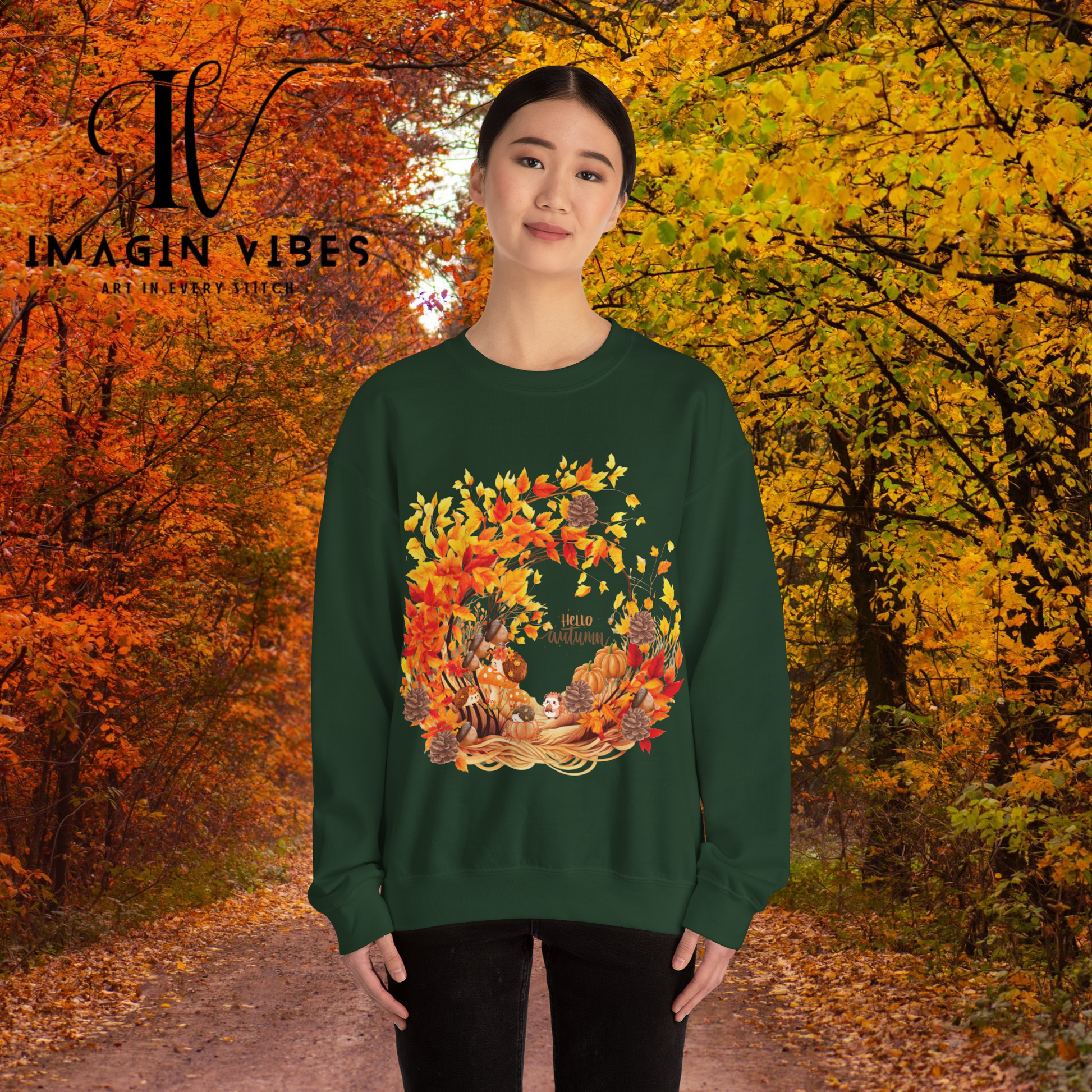 Hello Autumn Sweatshirt | Fall Design - Fall Seasonal Sweatshirt - Autumn Design Sweatshirt   