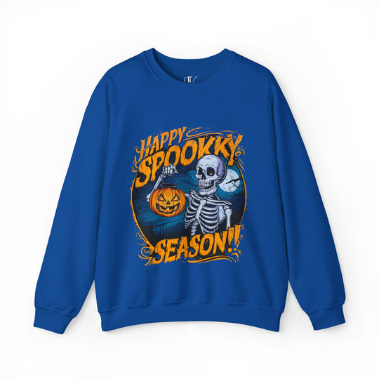 Happy Spooky Season: Skeleton Sweatshirt Sweatshirt Printify S Royal