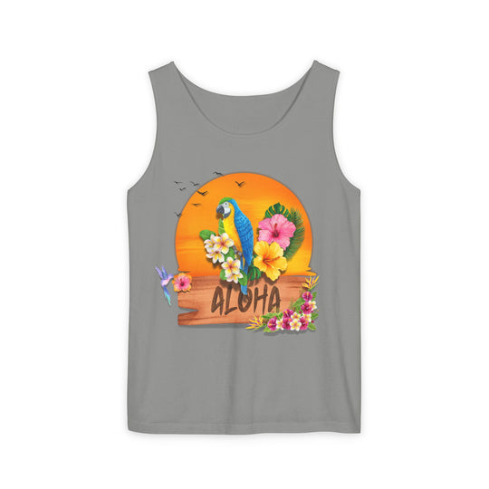 Tropical Parrot Aloha Tank Top Tank Top Printify Granite S