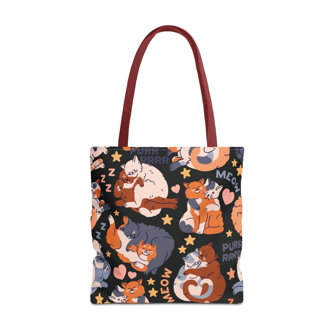 Sweet Cartoon Cats Tote Bag Bags Printify 18" × 18'' Red