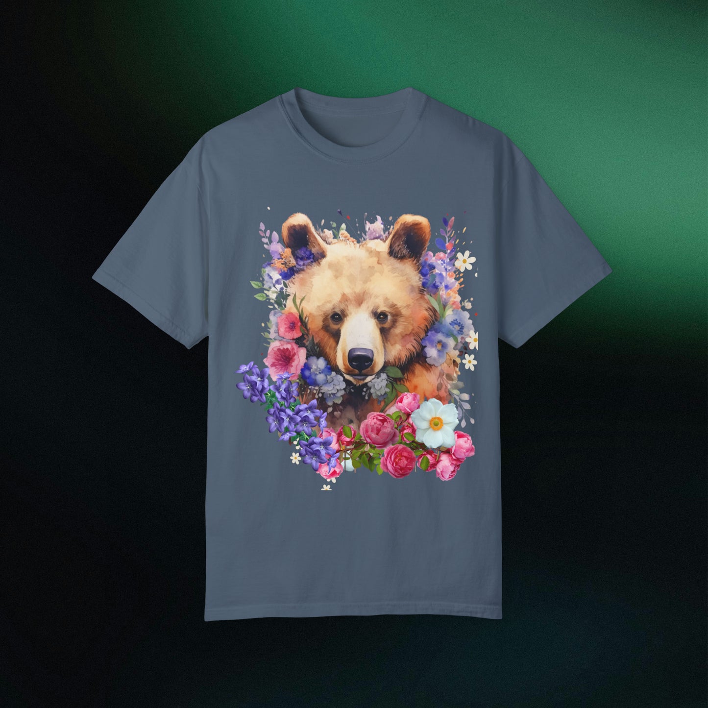Floral Bear Shirt, Bear Shirt, Floral Bear Tee, Flower Bear Shirt, Animal Lover Tee, Bear Shirt, Bear Lover Gift, Wildlife Animals Tee T-Shirt Blue Jean S 
