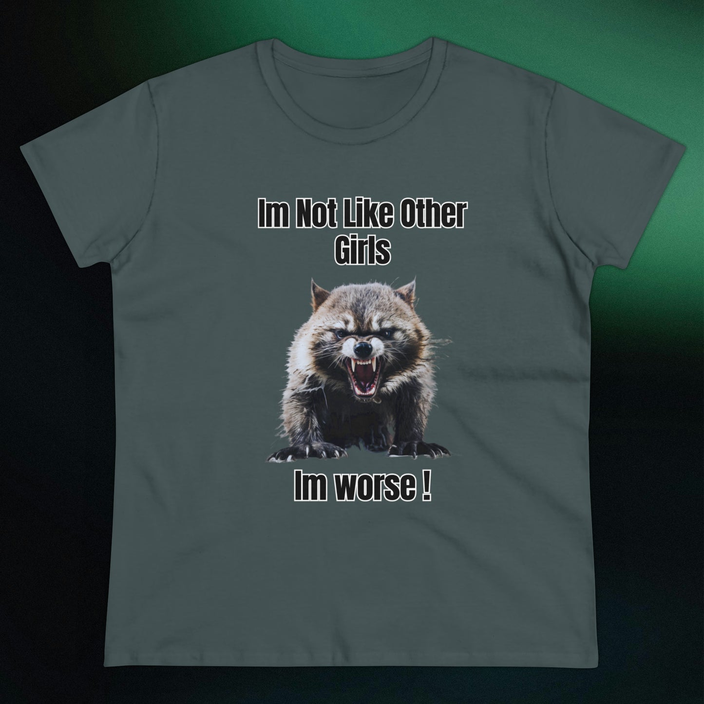 Funny Angry Raccoon T-Shirt | Im Not Like Other Girls T-Shirt Charcoal S 