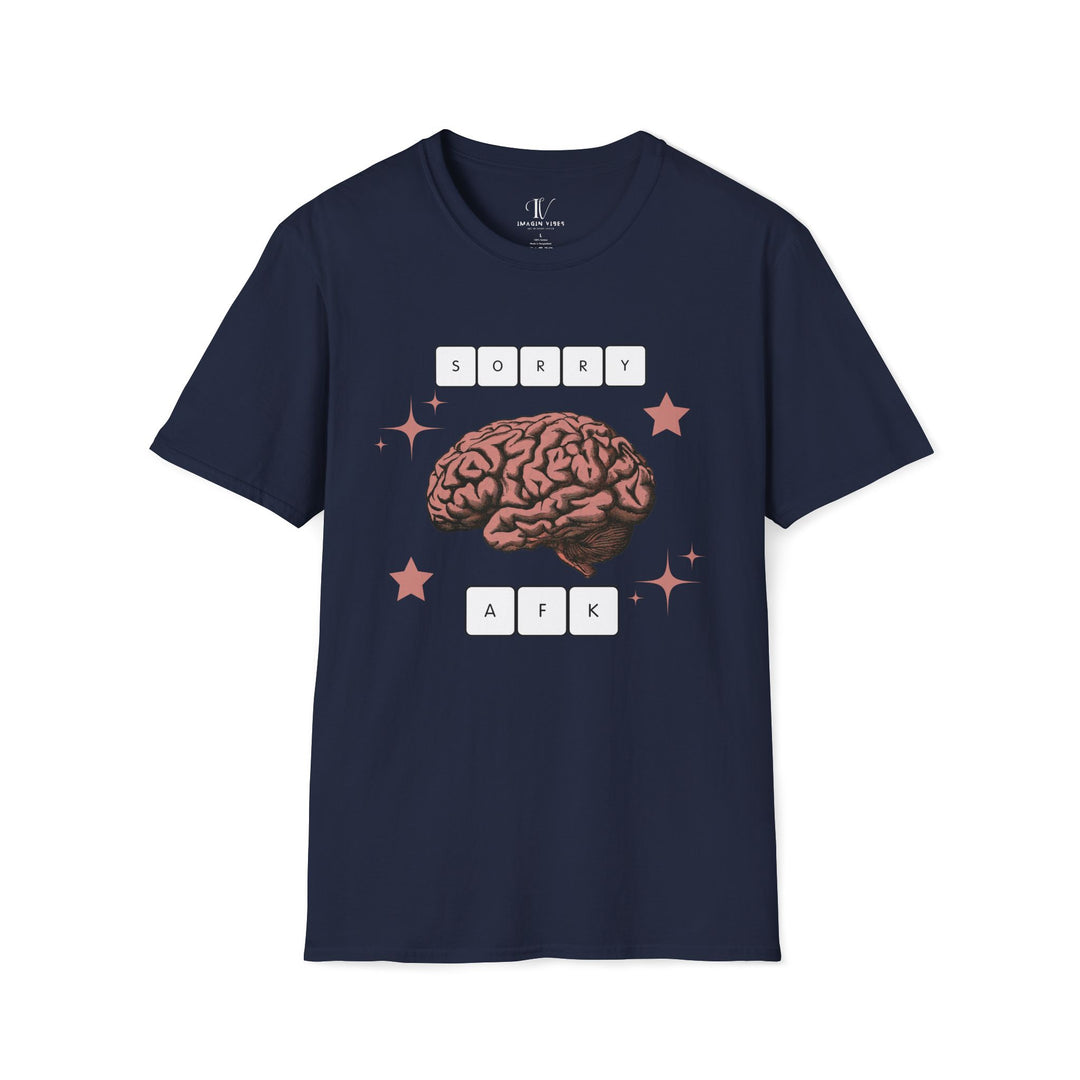 Unisex T-Shirt - AFK Sorry Brain Humorous Gamer Tee T-Shirt Printify Navy XS