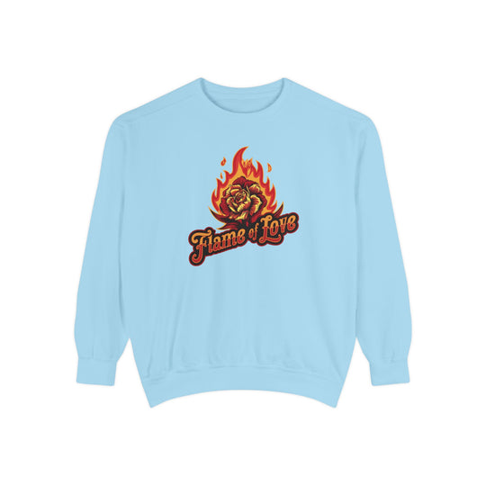 Flame of Love Sweatshirt Sweatshirt Printify Chambray S