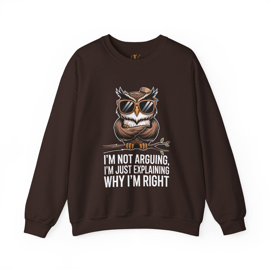 Crewneck Sweatshirt - Funny Owl Sweatshirt Printify S Dark Chocolate