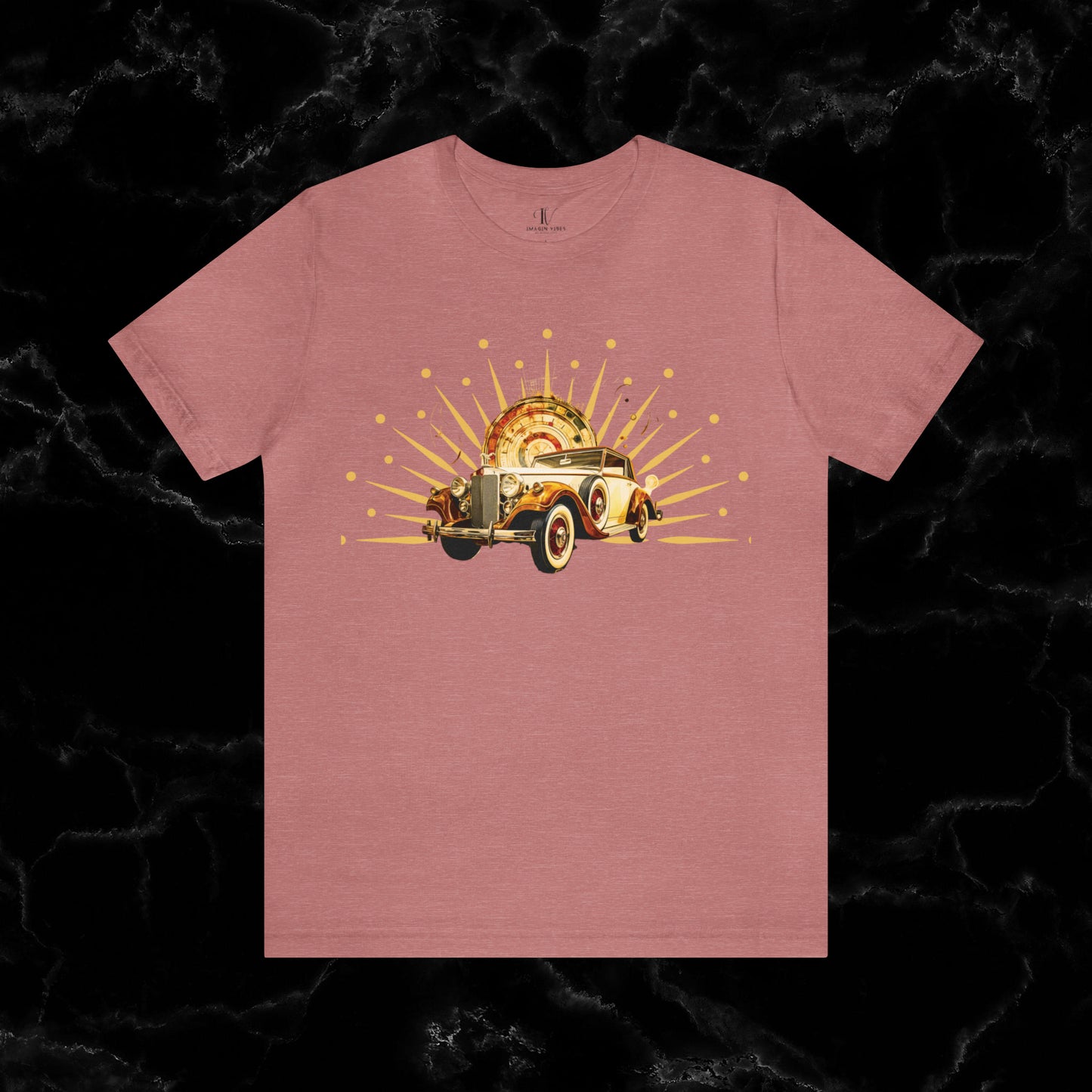 Vintage Car Enthusiast T-Shirt with Classic Wheels and Timeless Appeal Nostalgic T-Shirt Heather Mauve S 