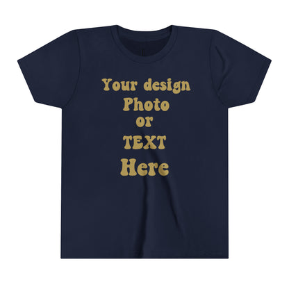 Youth Short Sleeve Tee - Personalized with Your Photo, Text, and Design Kids clothes Navy S 