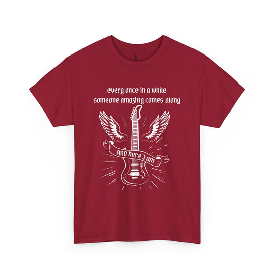 Unisex Tee - Rock n' Roll Guitar Wing - 'EVERY ONCE' T-Shirt Printify Cardinal Red S