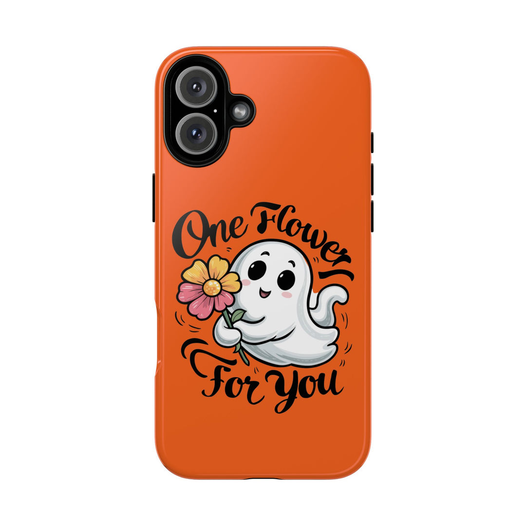 Phone Case - Cute Ghost Holding Flower Phone Case Printify iPhone 16 Plus Glossy