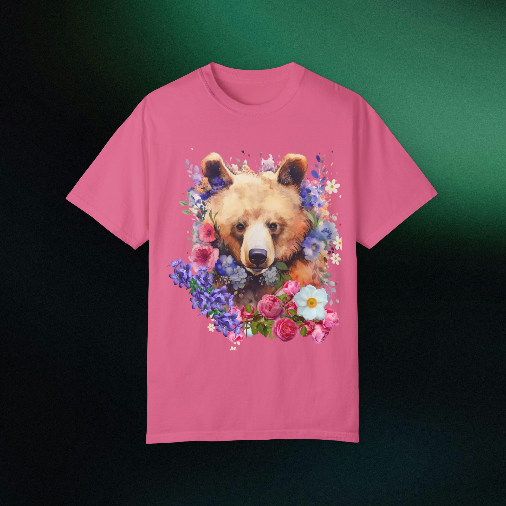 Floral Bear Shirt, Bear Shirt, Floral Bear Tee, Flower Bear Shirt, Animal Lover Tee, Bear Shirt, Bear Lover Gift, Wildlife Animals Tee T-Shirt Heliconia S 
