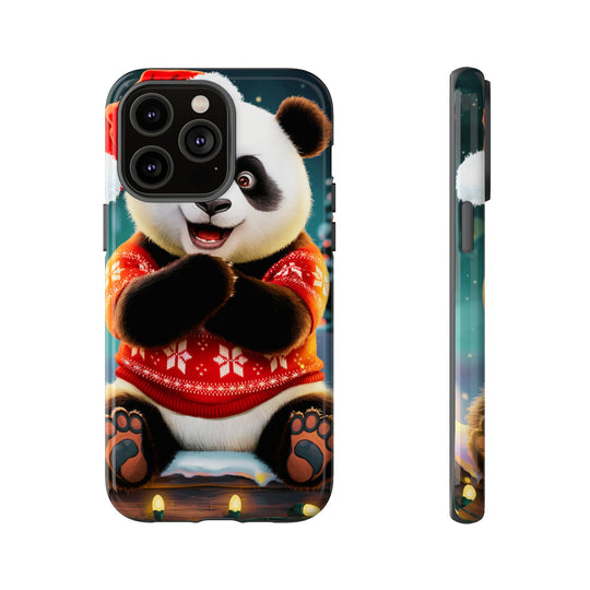 Phone Case - Festive Christmas Panda in Sweater Phone Case Printify iPhone 14 Pro Max Glossy