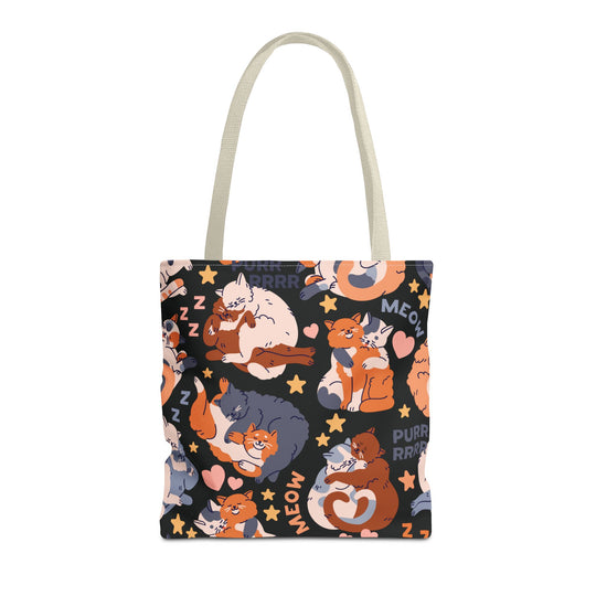 Sweet Cartoon Cats Tote Bag Bags Printify 16" × 16'' Beige