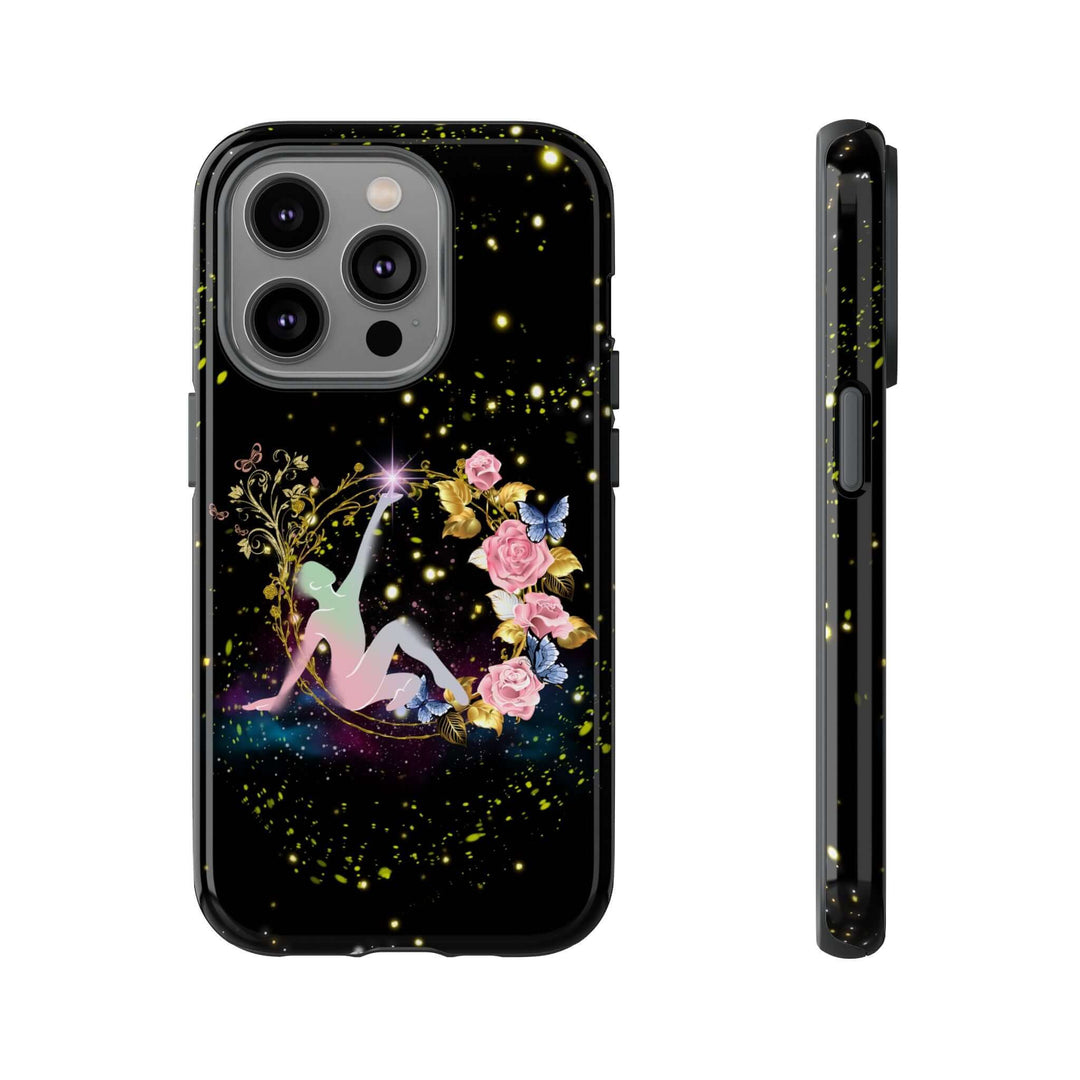 Mystical Phone Case - Stylized Human Figure Reaching for a Star Phone Case Printify iPhone 14 Pro Glossy