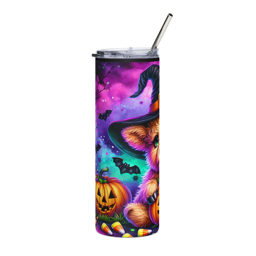 20oz Stainless Steel Tumbler — Witch Calf Jack-O'-Lantern Halloween Mug Printify