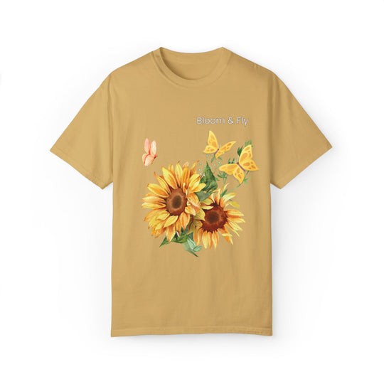 Sunflower T-shirt - Bloom & Fly Nature-Inspired Tee T-Shirt Printify Mustard S