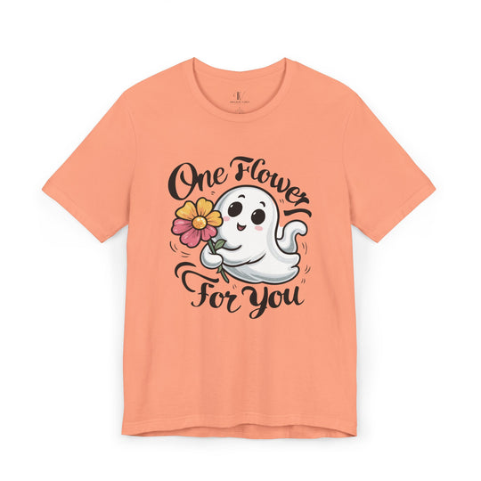 Cute Ghost "One Flower for You" T-Shirt - Spooky Fashion