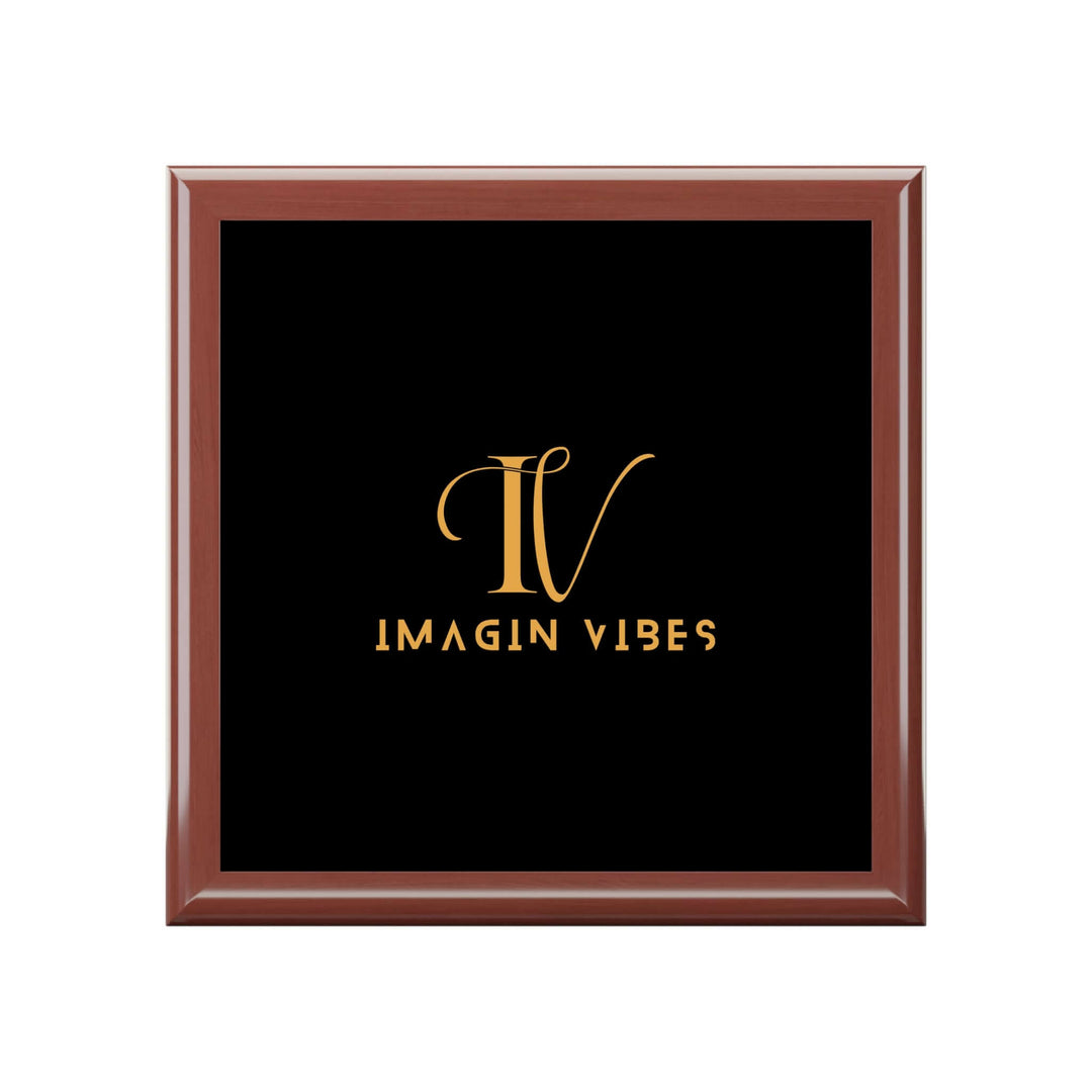 Imagin Vibes Jewelry Box — Elegant Jewelry Box with Gold Imagin Vibes Logo Home Decor Printify Golden Oak One size