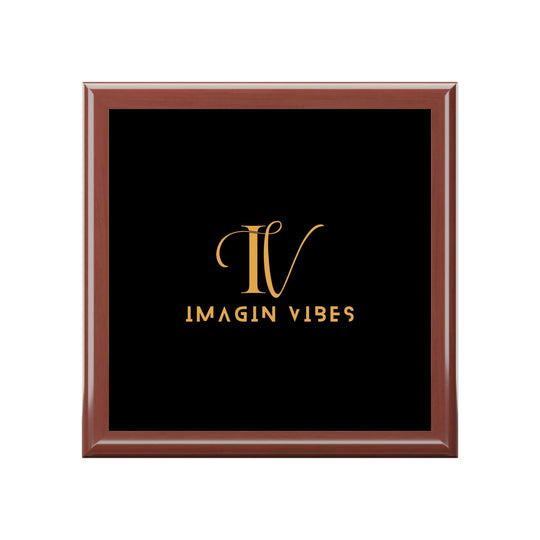 Imagin Vibes Jewelry Box — Elegant Jewelry Box with Gold Imagin Vibes Logo Home Decor Printify Golden Oak One size