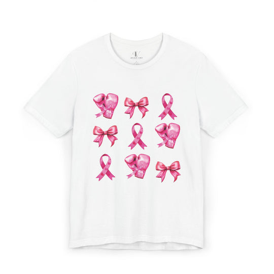 Pink Ribbons And Boxing Gloves Breast Cancer Support T-Shirt