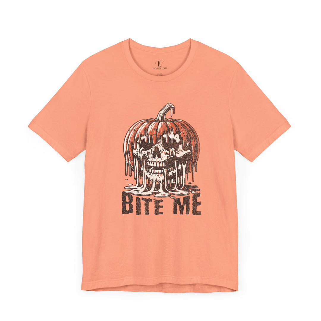 Halloween Tee - Bite Me Pumpkin Skull Tee