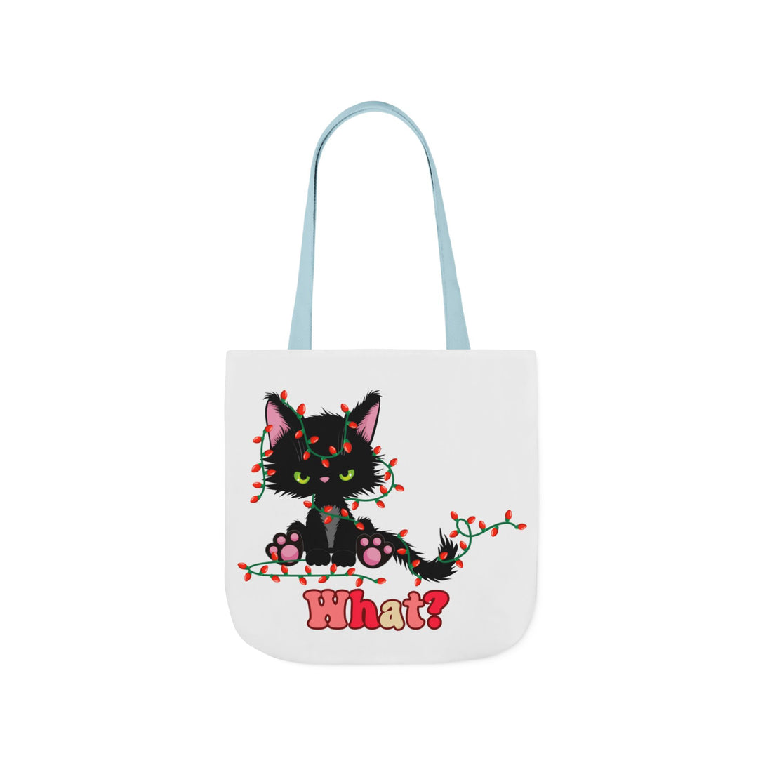 What Black Christmas Cat Tote Bag Accessories Printify 16" × 16'' Light blue