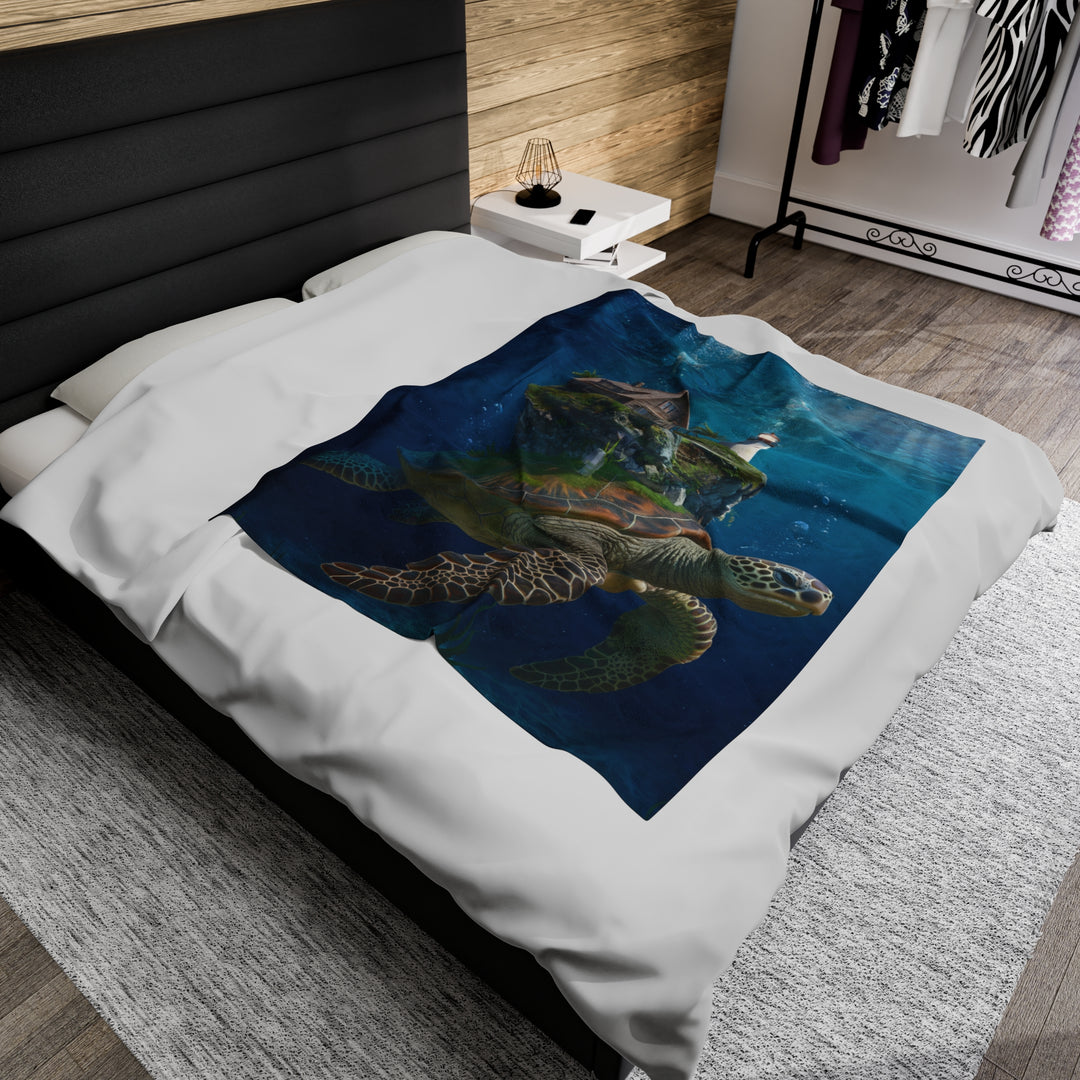 Plush Blanket - Turtle Carrying a World Fantasy All Over Prints Printify 50" × 60"