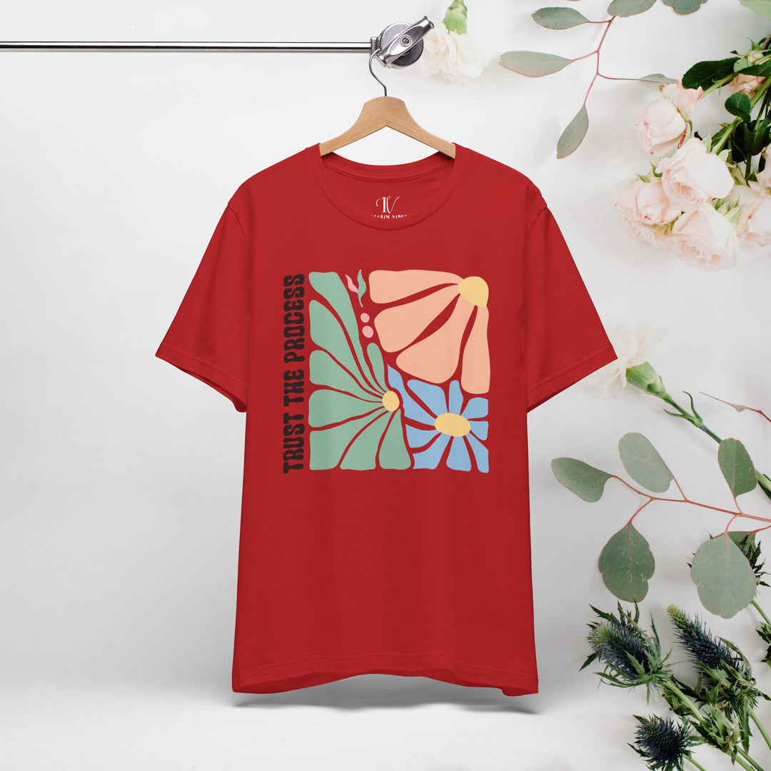 Trust the Process Floral Tee T-Shirt Printify Red XS