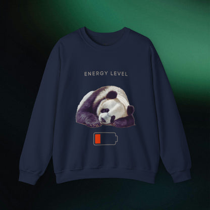 Energy Level Panda Unisex Heavy Blend Crewneck Sweatshirt Sweatshirt S Navy 