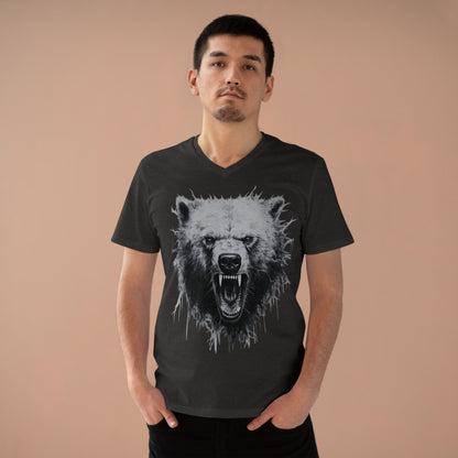 Angry Bear Close Up Men's Organic V-Neck T-Shirt | Fierce Wildlife Shirt | Nature Inspired Tee V-neck   