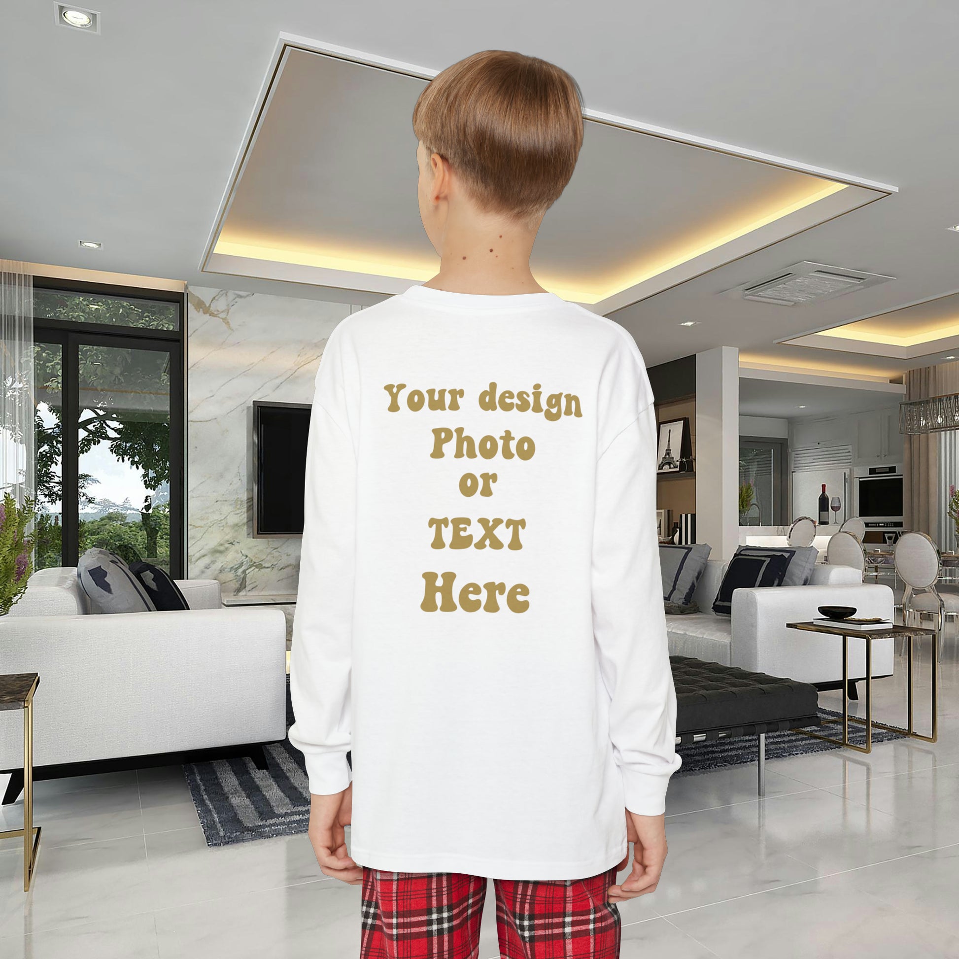 Youth Long Sleeve Holiday Outfit Set - Personalized with Text and Photo Clothing Set   