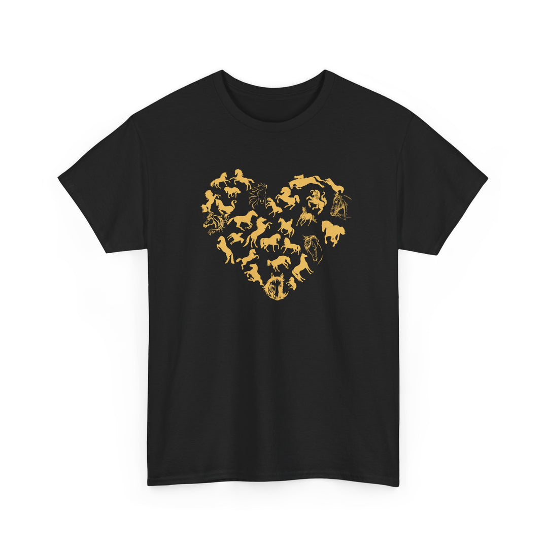 Horse Heart Tee - Playful and Whimsical Unisex Heavy Cotton Shirt T-Shirt Printify Black S