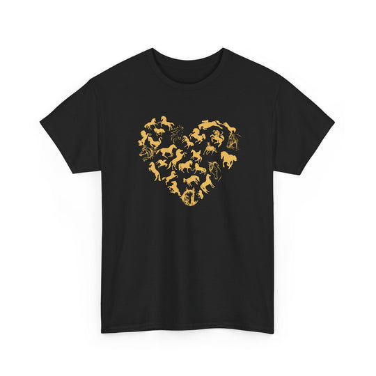 Horse Heart Tee - Playful and Whimsical Unisex Heavy Cotton Shirt T-Shirt Printify Black S