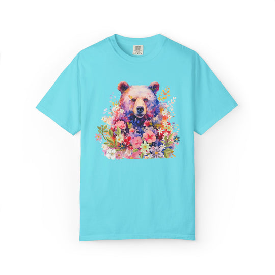 Nature-Inspired Bear Floral T-shirt T-Shirt Printify Lagoon Blue S