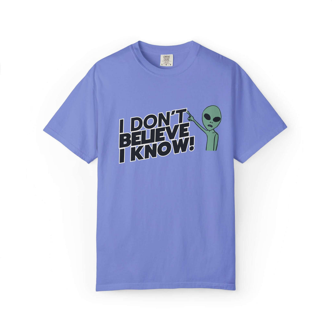 Unisex UFO T-Shirt - I Don't Believe, I Know Alien Tee T-Shirt Printify Flo Blue S