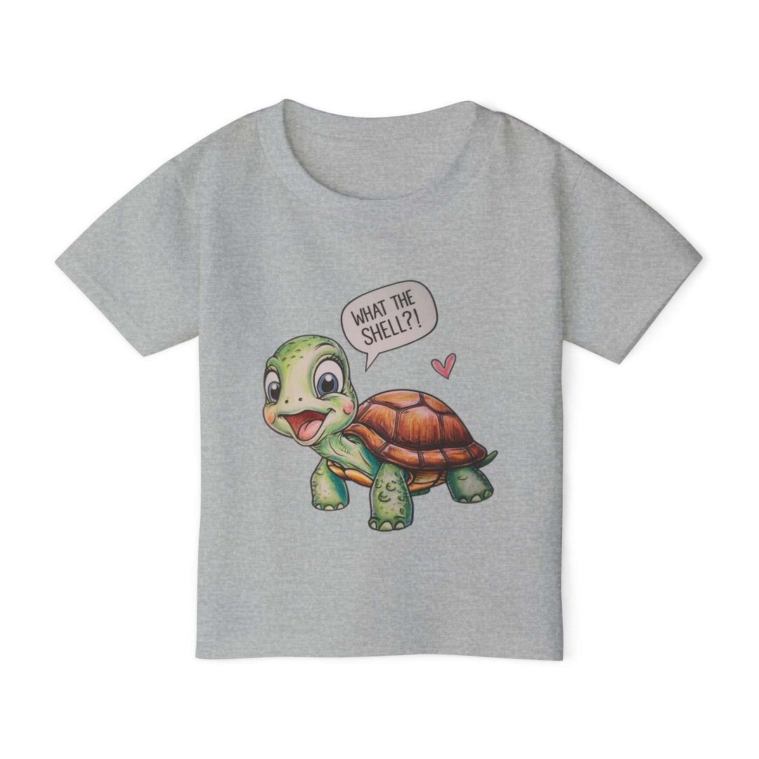 Toddler T-shirt Cute Cartoon Turtle WHAT THE SHELL Kids clothes Printify Sport Grey 2T