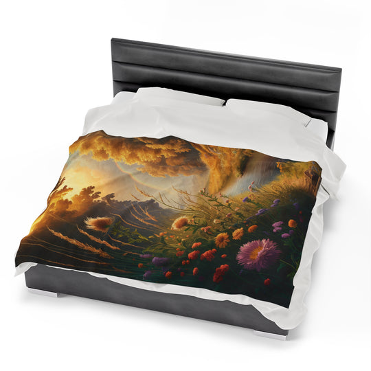 Plush Blanket - Impressionist Landscape with Rainbow All Over Prints Printify 60" × 80"