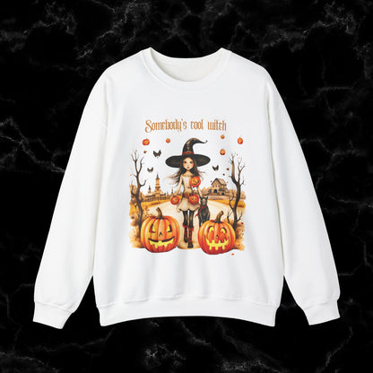 Somebody's Cool Witch Halloween Sweatshirt - Embrace the Witchy Vibes Sweatshirt S White 