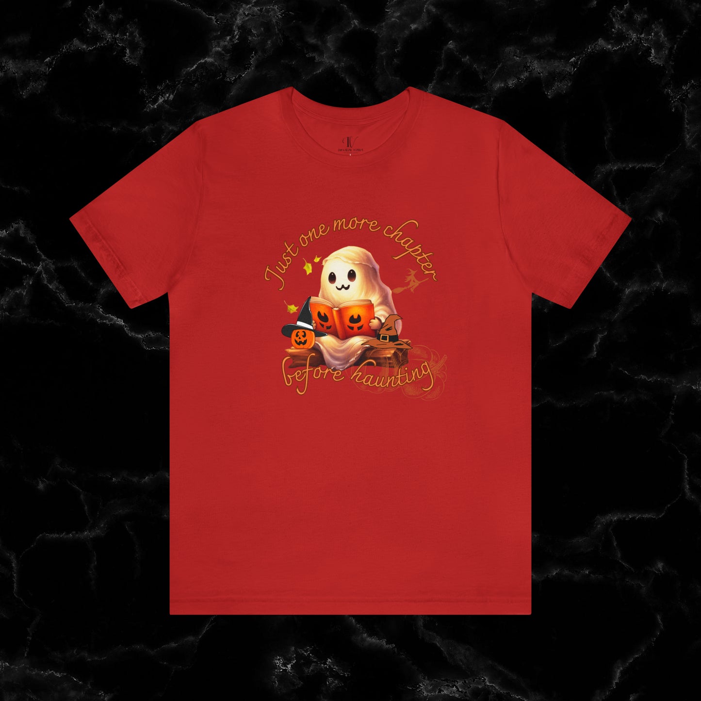 Just One More Chapter T-Shirt | Book Lover Halloween Tee - Librarian Shirt - Halloween Student Tee - Halloween Ghost Book Ghost Read Book T-Shirt Red XS 