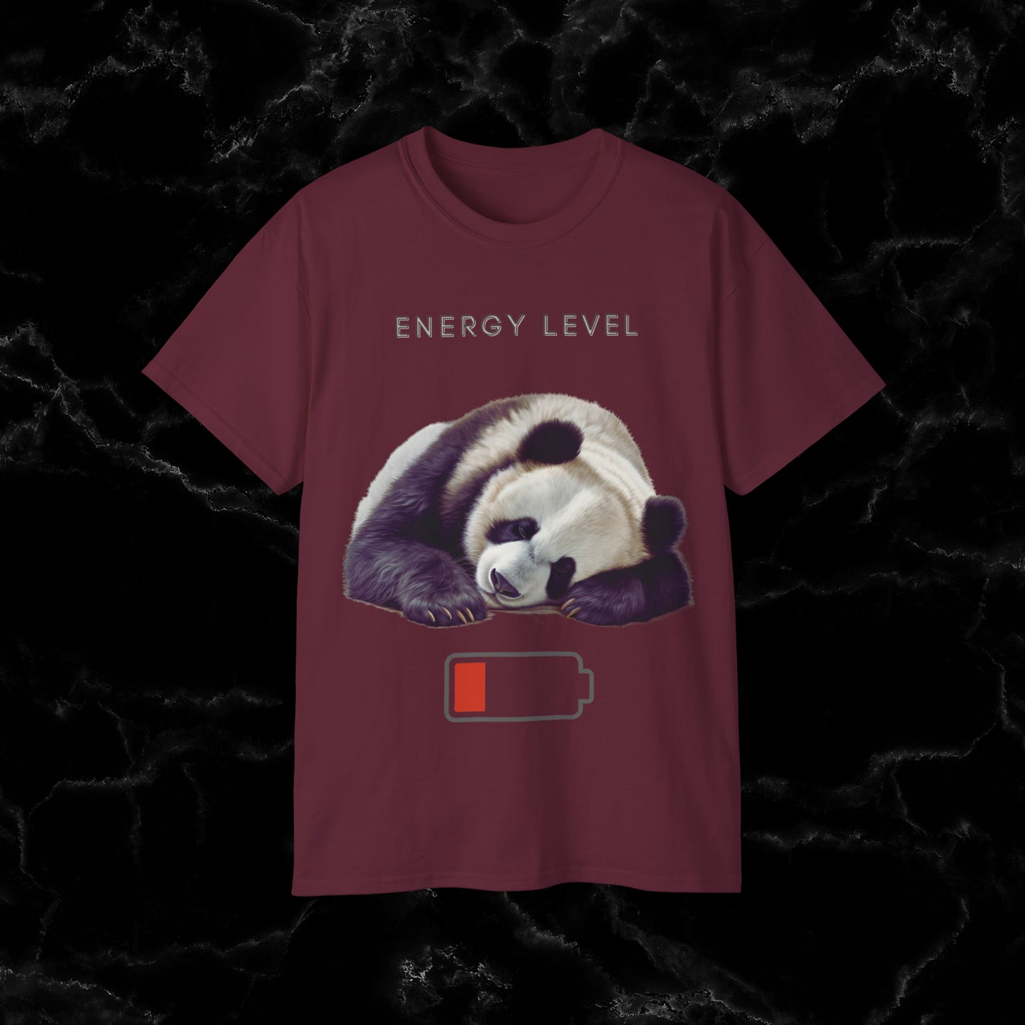 Nap Time Panda Unisex Funny Tee - Hilarious Panda Nap Design - Energy Level T-Shirt Maroon S 