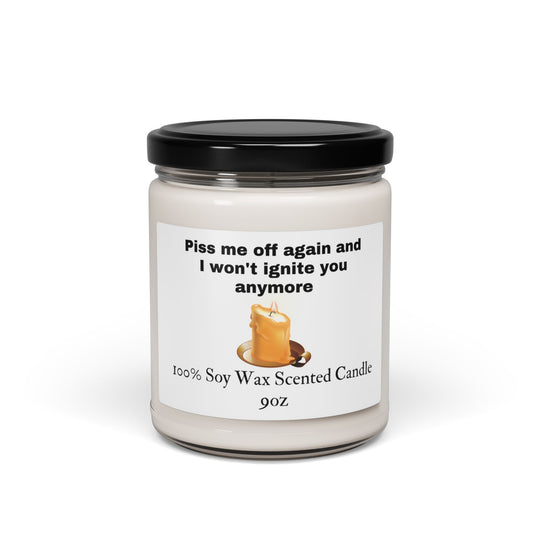 Lighten Up with "Piss Me Off Again" Candle Home Decor Printify Christmas Warmth 9oz