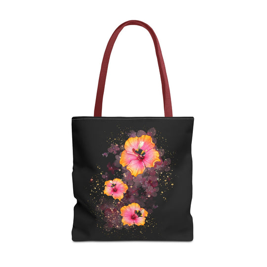 Waterclor Hibiscus Flowers Tote Bag Bags Printify 18" × 18'' Red