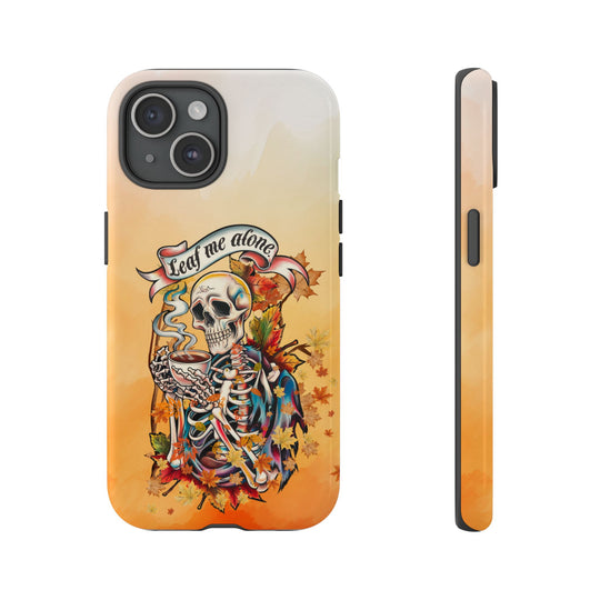 Phone Case - Leaf Me Alone Gothic Skeleton Phone Case Printify iPhone 15 Glossy