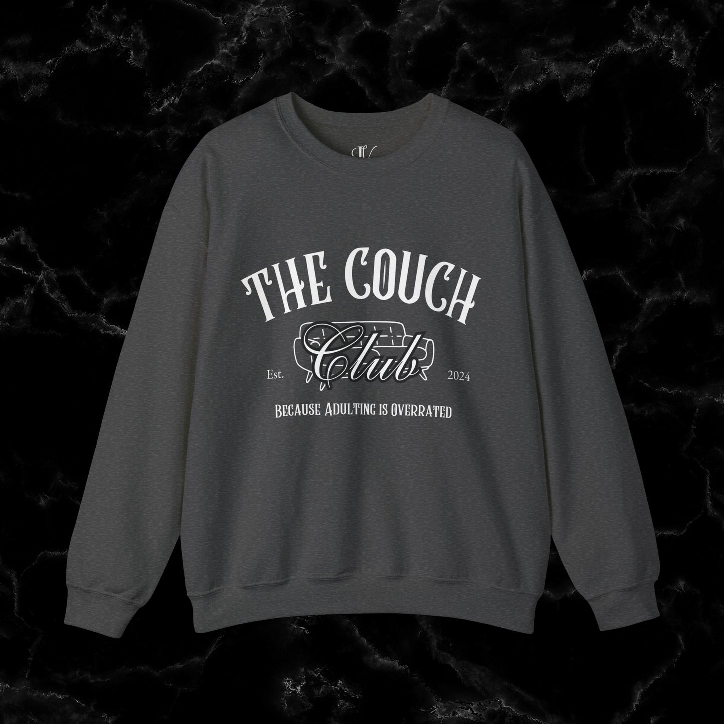 The Couch Club Crewneck Sweatshirt – Funny, Vintage, and Oversized: The Perfect Gift for Her and Your Best Friend Sweatshirt S Dark Heather 