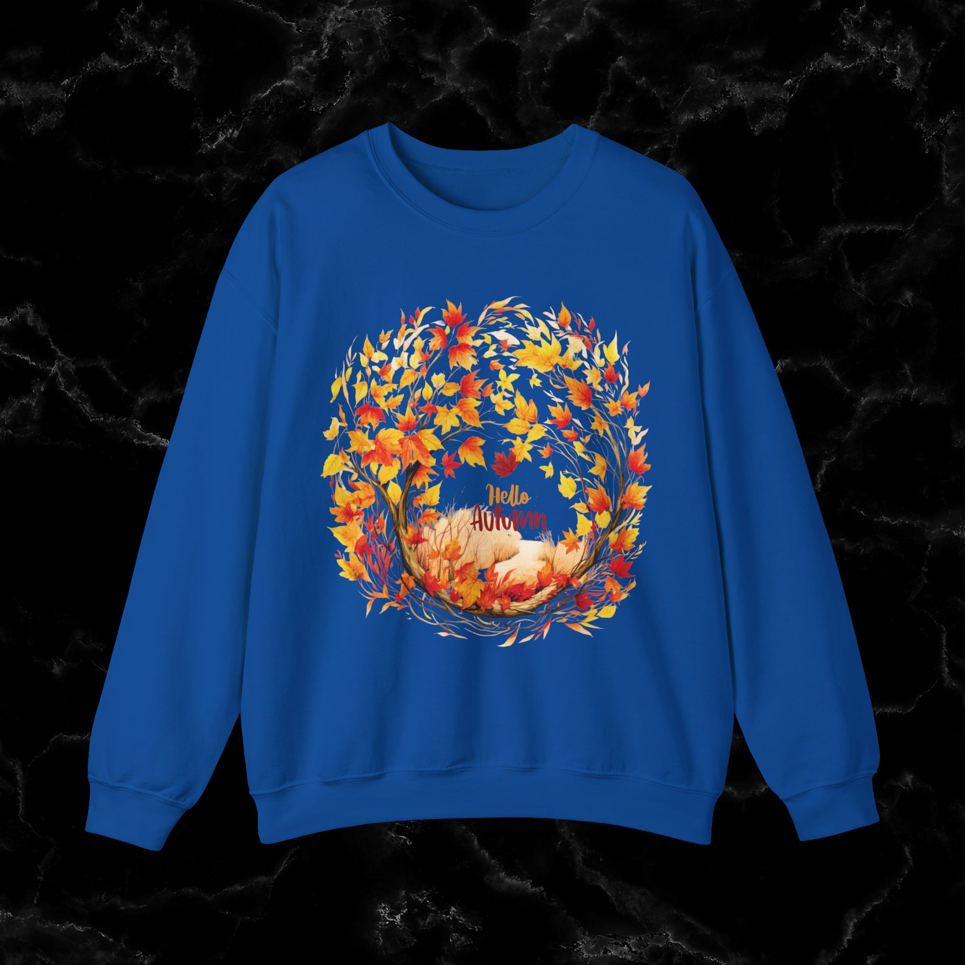 Hello Autumn Sweatshirt | Fall Design | Fall Seasonal Sweatshirt | Autumn Design Sweatshirt S Royal 
